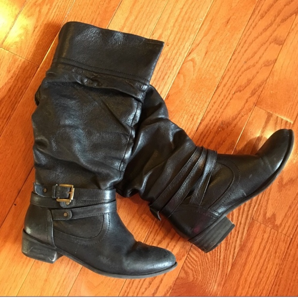 Steve Madden Black Leather Boots - Picture 1 of 2